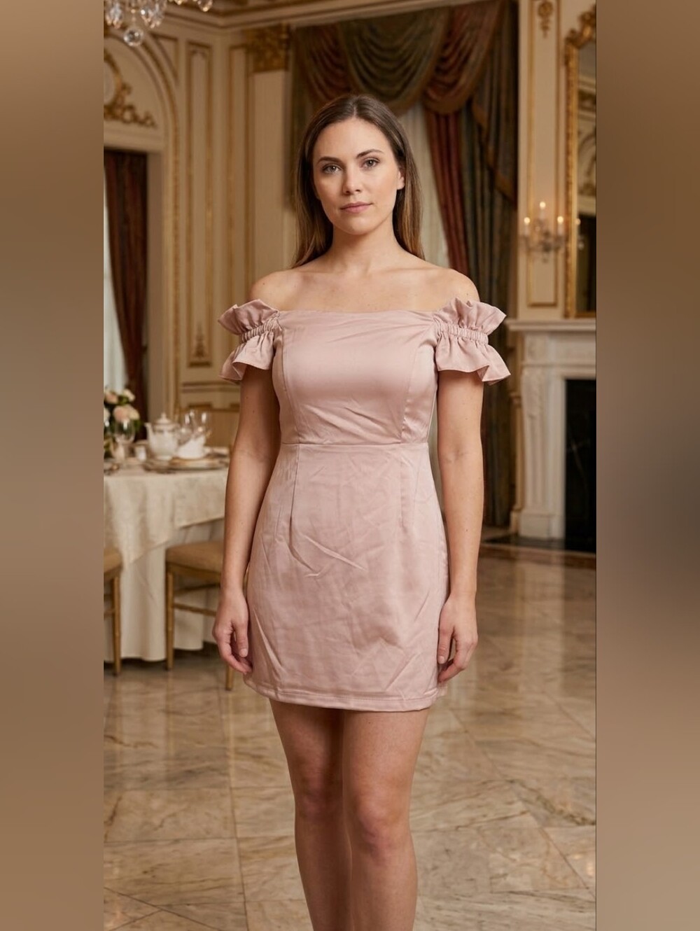 Do+Be Cocktail Dress Size M Champagne